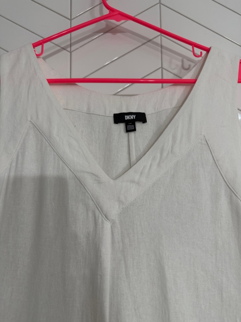 DKNY White Linen Sleeveless Midi Dress Large - Picture 3 of 5